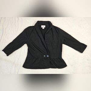 Loft Womens Medium Petite Black Crop 100% cotton Cardigan